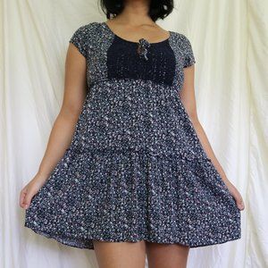 Blue AEO Front-tie Babydoll Dress - EUC
